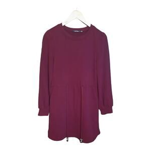 Doe & Rae Womens Burgundy Toggle Waist Long Sleeve Tunic Size Small